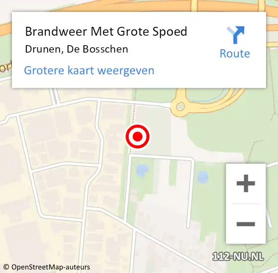 Locatie op kaart van de 112 melding: Brandweer Met Grote Spoed Naar Drunen, De Bosschen op 27 augustus 2021 01:56