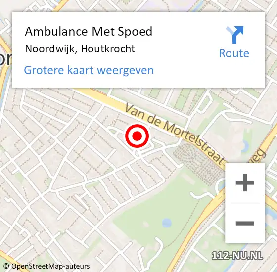 Locatie op kaart van de 112 melding: Ambulance Met Spoed Naar Noordwijk, Houtkrocht op 27 augustus 2021 02:15