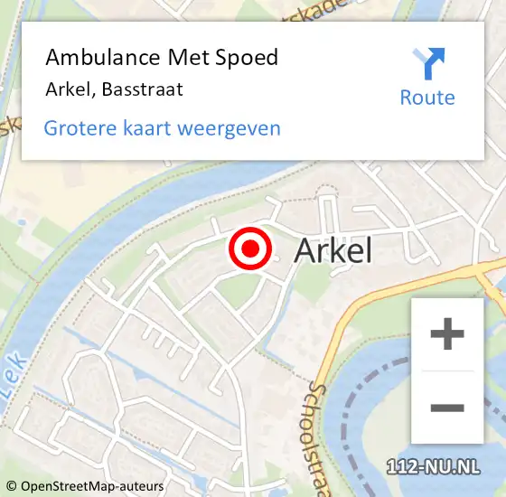 Locatie op kaart van de 112 melding: Ambulance Met Spoed Naar Arkel, Basstraat op 27 augustus 2021 02:18