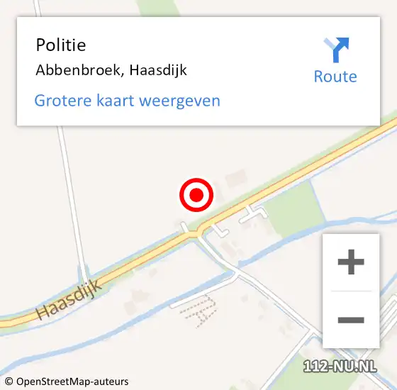 Locatie op kaart van de 112 melding: Politie Abbenbroek, Haasdijk op 27 augustus 2021 03:00