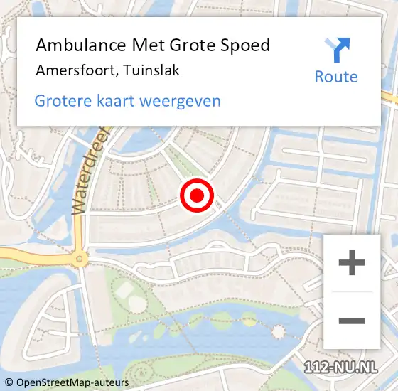 Locatie op kaart van de 112 melding: Ambulance Met Grote Spoed Naar Amersfoort, Tuinslak op 20 juni 2014 22:40