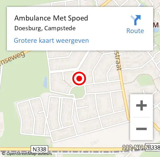 Locatie op kaart van de 112 melding: Ambulance Met Spoed Naar Doesburg, Campstede op 27 augustus 2021 05:01