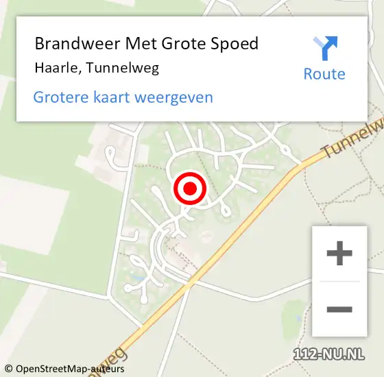 Locatie op kaart van de 112 melding: Brandweer Met Grote Spoed Naar Haarle, Tunnelweg op 27 augustus 2021 06:00