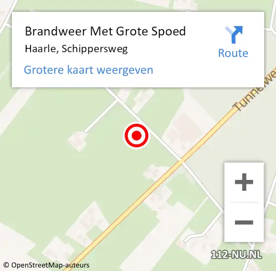 Locatie op kaart van de 112 melding: Brandweer Met Grote Spoed Naar Haarle, Schippersweg op 27 augustus 2021 06:09