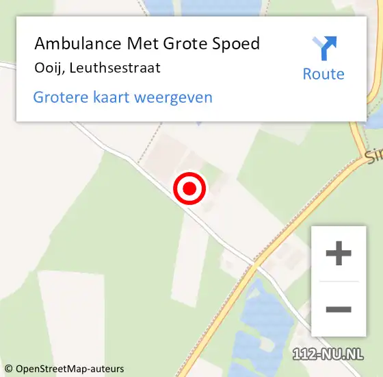 Locatie op kaart van de 112 melding: Ambulance Met Grote Spoed Naar Ooij, Leuthsestraat op 27 augustus 2021 06:16