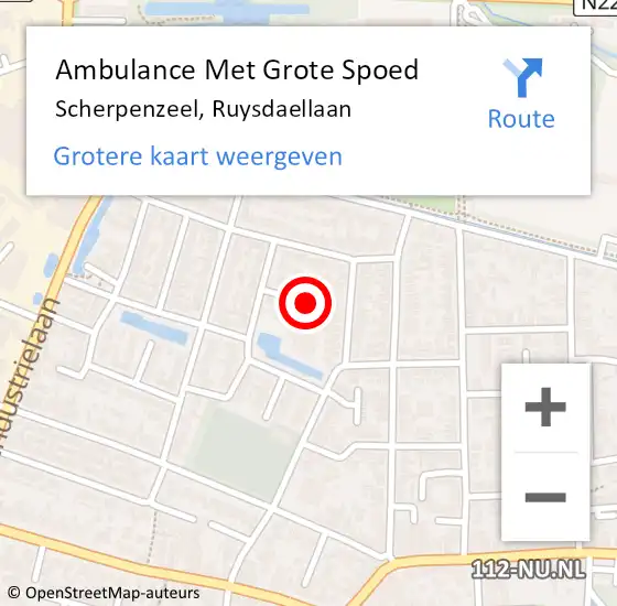 Locatie op kaart van de 112 melding: Ambulance Met Grote Spoed Naar Scherpenzeel, Ruysdaellaan op 27 augustus 2021 06:23