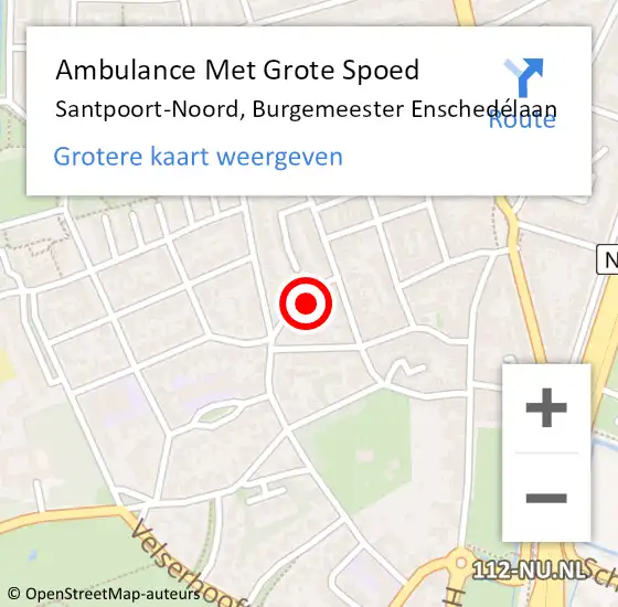 Locatie op kaart van de 112 melding: Ambulance Met Grote Spoed Naar Santpoort-Noord, Burgemeester Enschedélaan op 27 augustus 2021 06:49