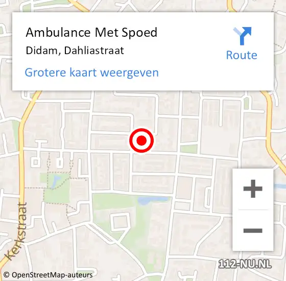 Locatie op kaart van de 112 melding: Ambulance Met Spoed Naar Didam, Dahliastraat op 20 juni 2014 22:49