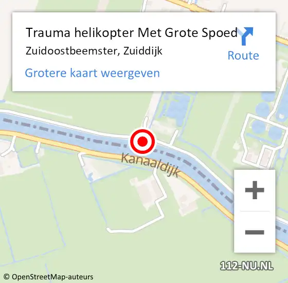 Locatie op kaart van de 112 melding: Trauma helikopter Met Grote Spoed Naar Zuidoostbeemster, Zuiddijk op 27 augustus 2021 07:05