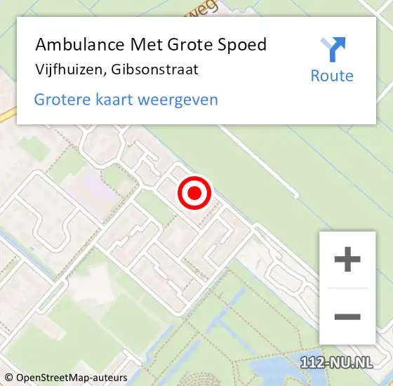 Locatie op kaart van de 112 melding: Ambulance Met Grote Spoed Naar Vijfhuizen, Gibsonstraat op 27 augustus 2021 07:16