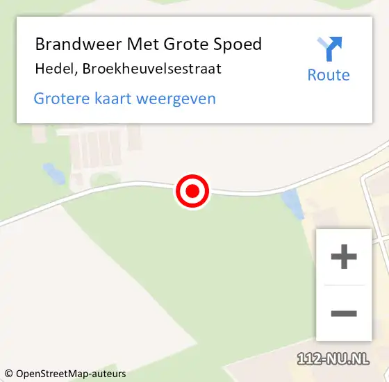 Locatie op kaart van de 112 melding: Brandweer Met Grote Spoed Naar Hedel, Broekheuvelsestraat op 27 augustus 2021 08:34