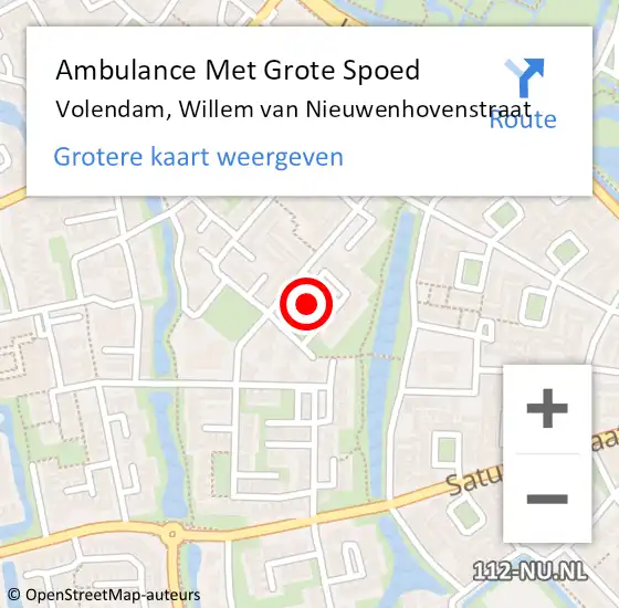 Locatie op kaart van de 112 melding: Ambulance Met Grote Spoed Naar Volendam, Willem van Nieuwenhovenstraat op 27 augustus 2021 08:43