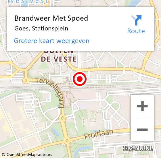 Locatie op kaart van de 112 melding: Brandweer Met Spoed Naar Goes, Stationsplein op 27 augustus 2021 08:49