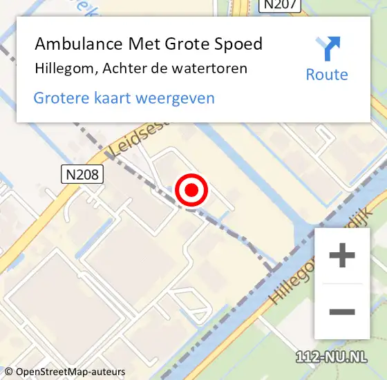 Locatie op kaart van de 112 melding: Ambulance Met Grote Spoed Naar Hillegom, Achter de watertoren op 27 augustus 2021 09:15