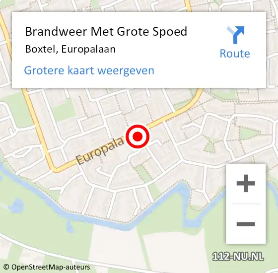 Locatie op kaart van de 112 melding: Brandweer Met Grote Spoed Naar Boxtel, Europalaan op 27 augustus 2021 09:17