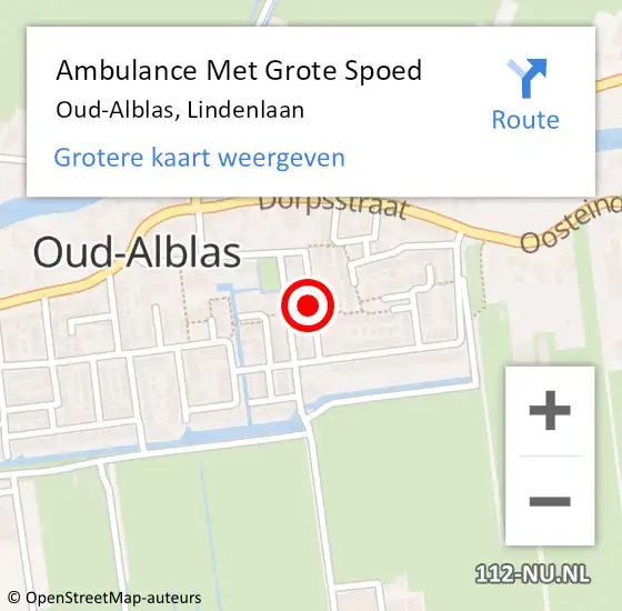 Locatie op kaart van de 112 melding: Ambulance Met Grote Spoed Naar Oud-Alblas, Lindenlaan op 27 augustus 2021 09:41