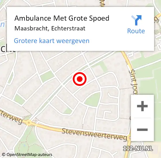 Locatie op kaart van de 112 melding: Ambulance Met Grote Spoed Naar Maasbracht, Echterstraat op 27 augustus 2021 10:38