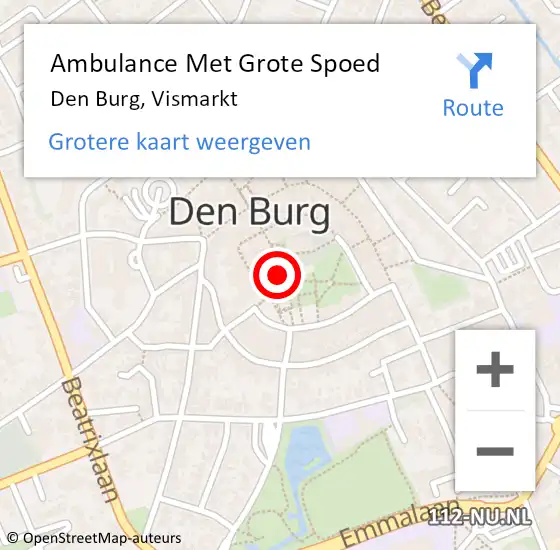 Locatie op kaart van de 112 melding: Ambulance Met Grote Spoed Naar Den Burg, Vismarkt op 27 augustus 2021 11:24