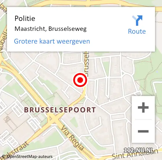 Locatie op kaart van de 112 melding: Politie Maastricht, Brusselseweg op 27 augustus 2021 11:29