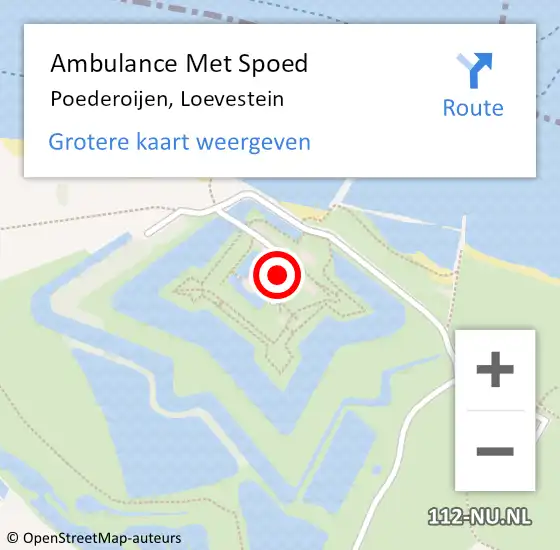 Locatie op kaart van de 112 melding: Ambulance Met Spoed Naar Poederoijen, Loevestein op 27 augustus 2021 11:43