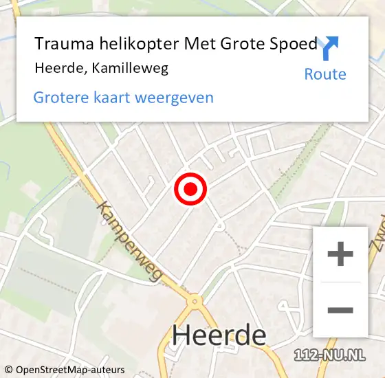 Locatie op kaart van de 112 melding: Trauma helikopter Met Grote Spoed Naar Heerde, Kamilleweg op 27 augustus 2021 11:45