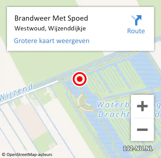 Locatie op kaart van de 112 melding: Brandweer Met Spoed Naar Westwoud, Wijzenddijkje op 27 augustus 2021 11:57