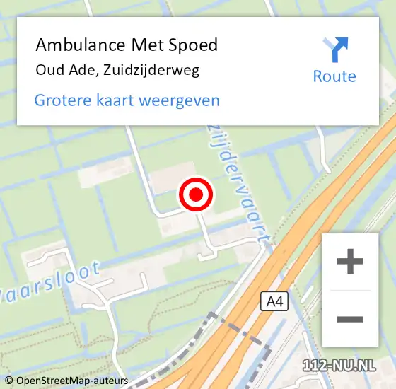 Locatie op kaart van de 112 melding: Ambulance Met Spoed Naar Oud Ade, Zuidzijderweg op 27 augustus 2021 12:07