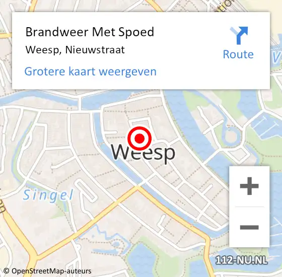 Locatie op kaart van de 112 melding: Brandweer Met Spoed Naar Weesp, Nieuwstraat op 27 augustus 2021 12:08