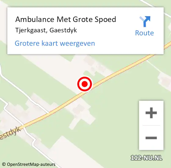 Locatie op kaart van de 112 melding: Ambulance Met Grote Spoed Naar Tjerkgaast, Gaestdyk op 20 juni 2014 23:40
