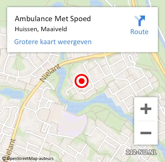 Locatie op kaart van de 112 melding: Ambulance Met Spoed Naar Huissen, Maaiveld op 27 augustus 2021 12:33