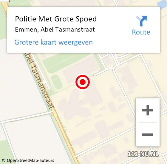 Locatie op kaart van de 112 melding: Politie Met Grote Spoed Naar Emmen, Abel Tasmanstraat op 27 augustus 2021 13:18