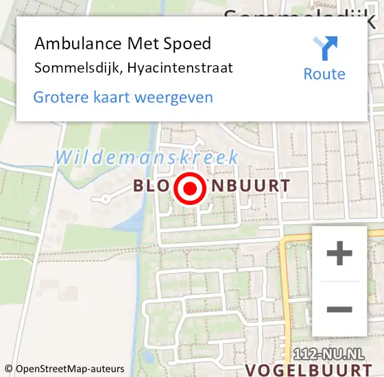 Locatie op kaart van de 112 melding: Ambulance Met Spoed Naar Sommelsdijk, Hyacintenstraat op 27 augustus 2021 14:03