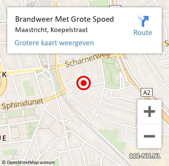 Locatie op kaart van de 112 melding: Brandweer Met Grote Spoed Naar Maastricht, Koepelstraat op 27 augustus 2021 14:41