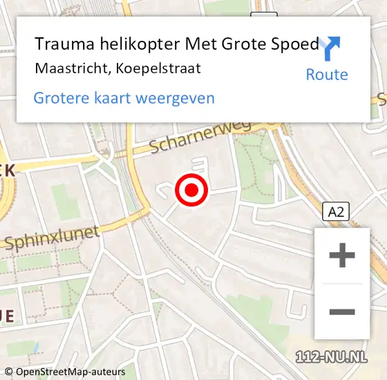 Locatie op kaart van de 112 melding: Trauma helikopter Met Grote Spoed Naar Maastricht, Koepelstraat op 27 augustus 2021 14:42