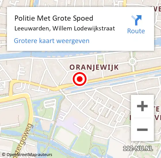 Locatie op kaart van de 112 melding: Politie Met Grote Spoed Naar Leeuwarden, Willem Lodewijkstraat op 27 augustus 2021 14:48