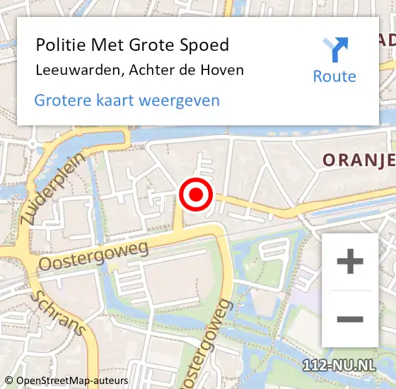 Locatie op kaart van de 112 melding: Politie Met Grote Spoed Naar Leeuwarden, Achter de Hoven op 27 augustus 2021 14:49