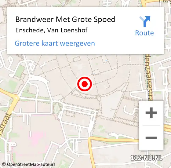 Locatie op kaart van de 112 melding: Brandweer Met Grote Spoed Naar Enschede, Van Loenshof op 27 augustus 2021 15:16