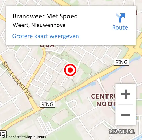 Locatie op kaart van de 112 melding: Brandweer Met Spoed Naar Weert, Nieuwenhove op 27 augustus 2021 15:29