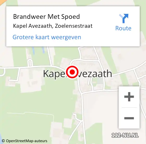 Locatie op kaart van de 112 melding: Brandweer Met Spoed Naar Kapel Avezaath, Zoelensestraat op 21 juni 2014 00:11