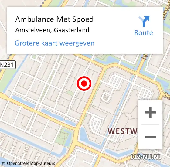 Locatie op kaart van de 112 melding: Ambulance Met Spoed Naar Amstelveen, Gaasterland op 27 augustus 2021 15:46