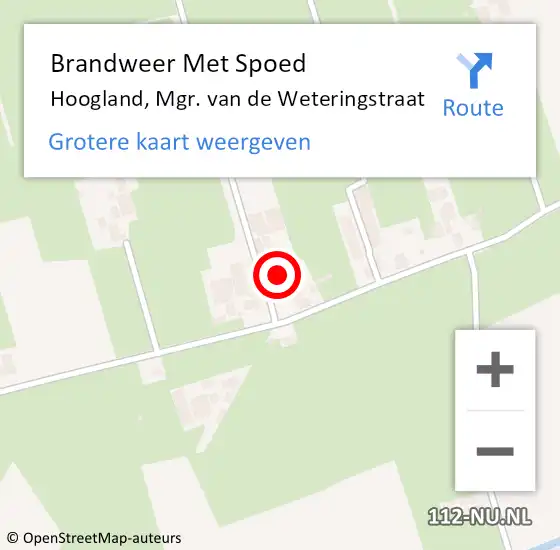 Locatie op kaart van de 112 melding: Brandweer Met Spoed Naar Hoogland, Mgr. van de Weteringstraat op 27 augustus 2021 15:51