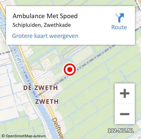 Locatie op kaart van de 112 melding: Ambulance Met Spoed Naar Schipluiden, Zwethkade op 27 augustus 2021 15:56