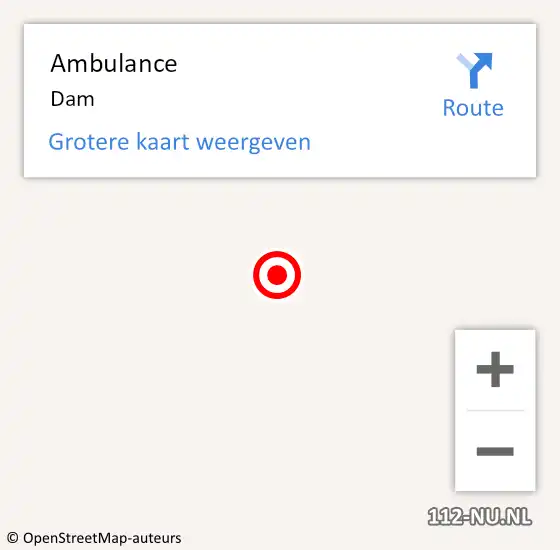 Locatie op kaart van de 112 melding: Ambulance Dam op 21 juni 2014 00:23