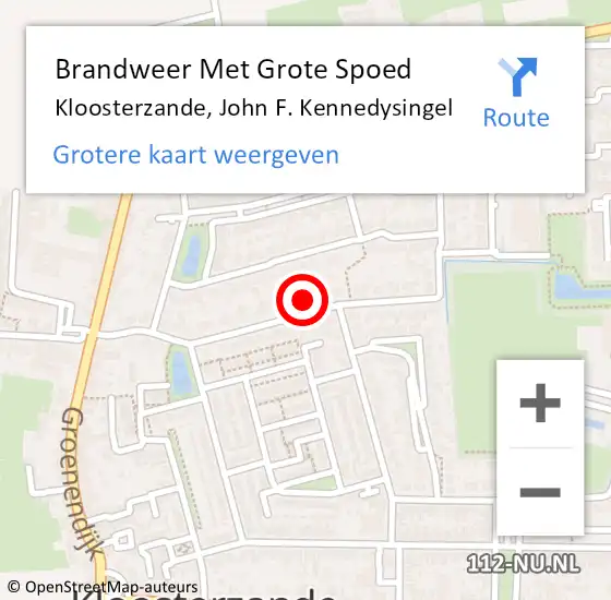 Locatie op kaart van de 112 melding: Brandweer Met Grote Spoed Naar Kloosterzande, John F. Kennedysingel op 27 augustus 2021 16:24