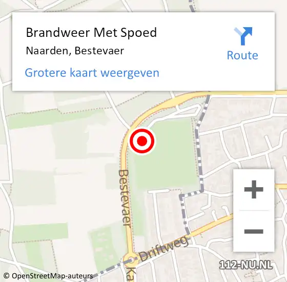 Locatie op kaart van de 112 melding: Brandweer Met Spoed Naar Naarden, Bestevaer op 27 augustus 2021 16:26