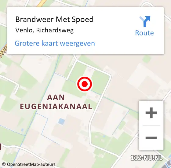 Locatie op kaart van de 112 melding: Brandweer Met Spoed Naar Venlo, Richardsweg op 27 augustus 2021 16:28