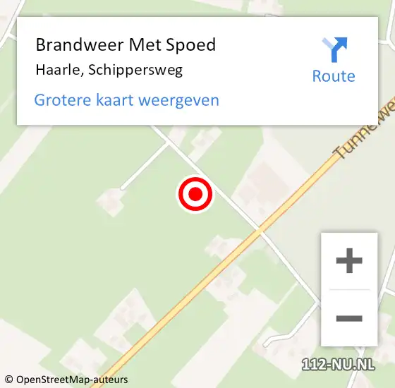 Locatie op kaart van de 112 melding: Brandweer Met Spoed Naar Haarle, Schippersweg op 27 augustus 2021 16:31