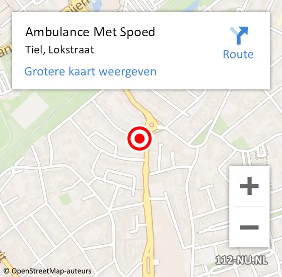 Locatie op kaart van de 112 melding: Ambulance Met Spoed Naar Tiel, Lokstraat op 27 augustus 2021 16:37