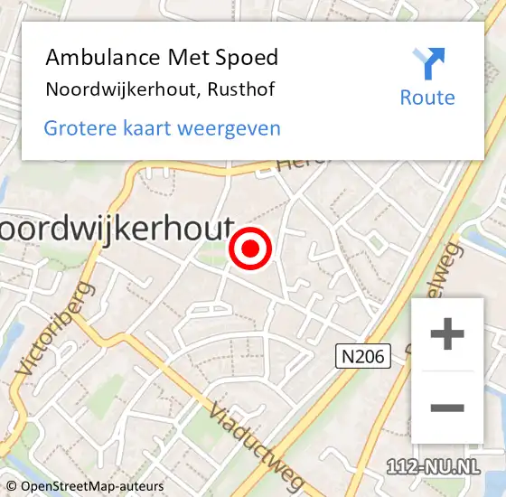 Locatie op kaart van de 112 melding: Ambulance Met Spoed Naar Noordwijkerhout, Rusthof op 27 augustus 2021 17:04