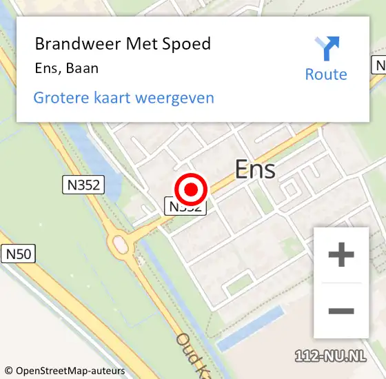 Locatie op kaart van de 112 melding: Brandweer Met Spoed Naar Ens, Baan op 27 augustus 2021 17:11